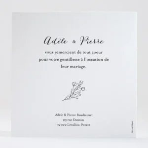 Remerciements mariage Jolie fleur*Faire-part Elégant Online