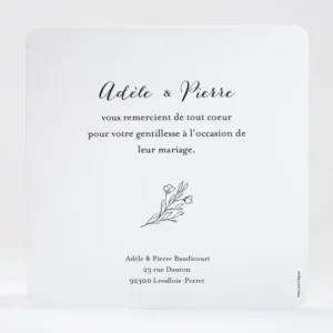 Remerciements mariage Jolie fleur*Faire-part Elégant Online