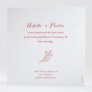 Remerciements mariage Jolie fleur*Faire-part Elégant Online