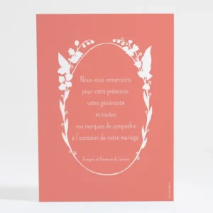 Remerciements mariage Jolie couronne de fleurs blanches*Faire-part Elégant Online