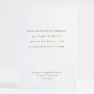 Remerciements mariage Kraft classique*Faire-part Elégant Sale
