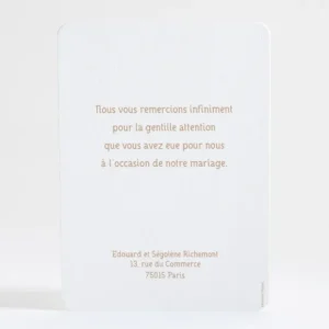 Remerciements mariage Kraft classique*Faire-part Elégant Sale