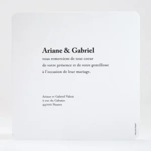 Remerciements mariage Letter*Faire-part Elégant Online
