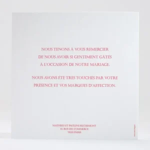 Remerciements mariage Liberty framboises*Faire-part Elégant Discount