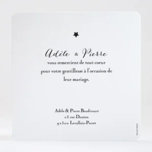 Remerciements mariage Ma belle etoile*Faire-part Elégant Fashion