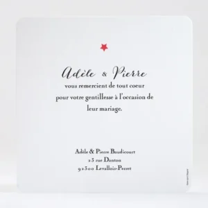 Remerciements mariage Ma belle etoile*Faire-part Elégant Fashion