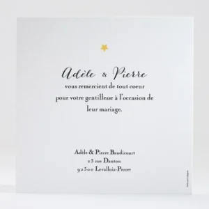 Remerciements mariage Ma belle etoile*Faire-part Elégant Fashion