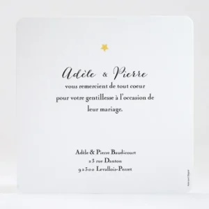 Remerciements mariage Ma belle etoile*Faire-part Elégant Fashion