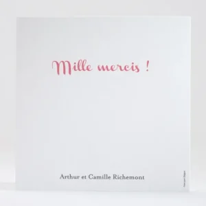 Remerciements mariage Millefeuille*Faire-part Elégant Sale
