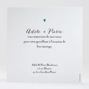 Remerciements mariage Mon petit coeur*Faire-part Elégant Discount