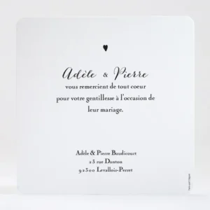 Remerciements mariage Mon petit coeur*Faire-part Elégant Discount