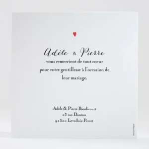 Remerciements mariage Mon petit coeur*Faire-part Elégant Discount