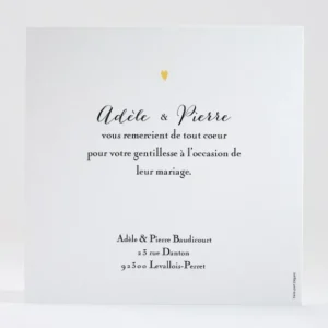 Remerciements mariage Mon petit coeur*Faire-part Elégant Discount