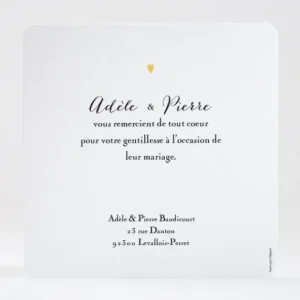 Remerciements mariage Mon petit coeur*Faire-part Elégant Discount