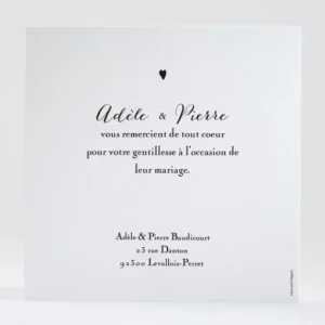 Remerciements mariage Mon petit coeur*Faire-part Elégant Discount