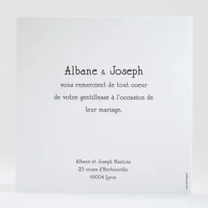 Remerciements mariage Passion vegetale*Faire-part Elégant Discount