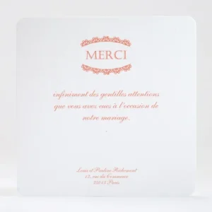 Remerciements mariage Petite dentelle*Faire-part Elégant New