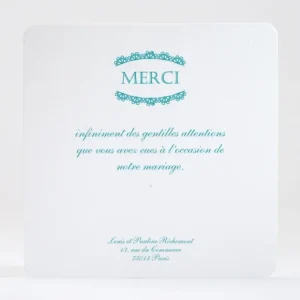 Remerciements mariage Petite dentelle*Faire-part Elégant New