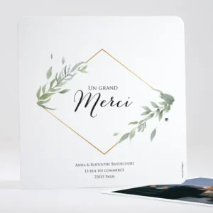 Remerciements mariage Romance*Faire-part Elégant New