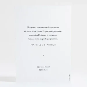 Remerciements mariage Sincerite*Faire-part Elégant Sale