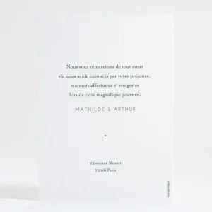Remerciements mariage Sincerite*Faire-part Elégant Sale