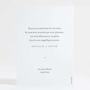 Remerciements mariage Sincerite*Faire-part Elégant Sale