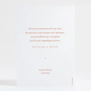 Remerciements mariage Sincerite*Faire-part Elégant Sale