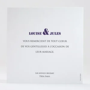 Remerciements mariage Symphonie*Faire-part Elégant Best