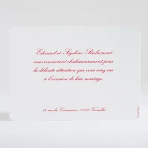 Remerciements mariage Traditionnel rectangle*Faire-part Elégant Clearance