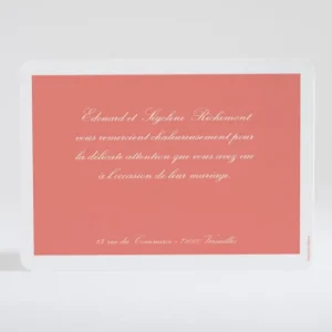 Remerciements mariage Tradi rectangle couleur*Faire-part Elégant Sale