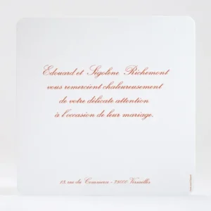 Remerciements mariage Traditionnel*Faire-part Elégant Hot