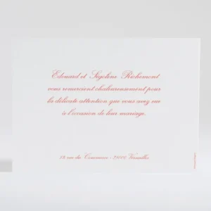Remerciements mariage Traditionnel rectangle*Faire-part Elégant Clearance