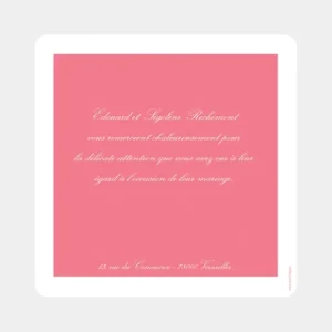 Remerciements mariage Traditionnel couleur*Faire-part Elégant Online