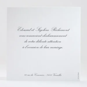 Remerciements mariage Traditionnel*Faire-part Elégant Hot
