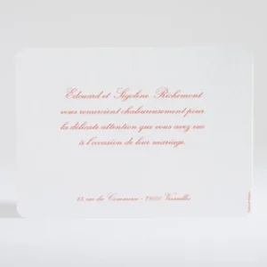Remerciements mariage Traditionnel rectangle*Faire-part Elégant Clearance
