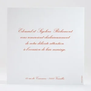 Remerciements mariage Traditionnel*Faire-part Elégant Hot