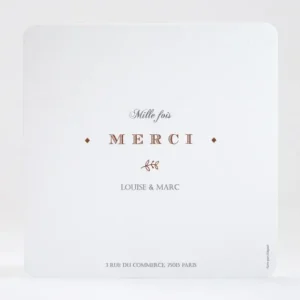 Remerciements mariage Typographies*Faire-part Elégant New