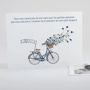 Remerciements naissance A bicyclette*Faire-part Elégant Online