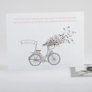Remerciements naissance A bicyclette*Faire-part Elégant Online