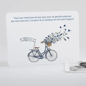 Remerciements naissance A bicyclette*Faire-part Elégant Online