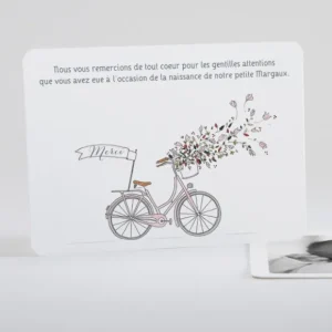Remerciements naissance A bicyclette*Faire-part Elégant Online