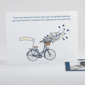 Remerciements naissance A bicyclette*Faire-part Elégant Online