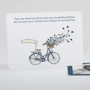 Remerciements naissance A bicyclette*Faire-part Elégant Online