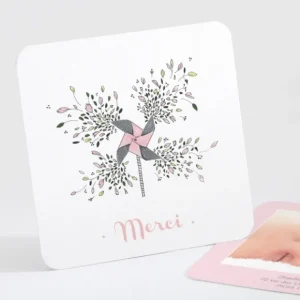 Remerciements naissance Brise de fleurs*Faire-part Elégant Sale