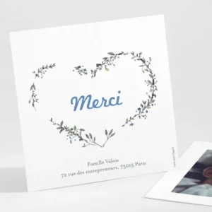Remerciements naissance Coeur de vie*Faire-part Elégant Best