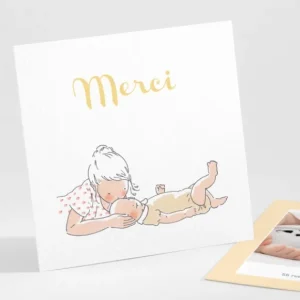 Remerciements naissance Calin frangine*Faire-part Elégant Sale