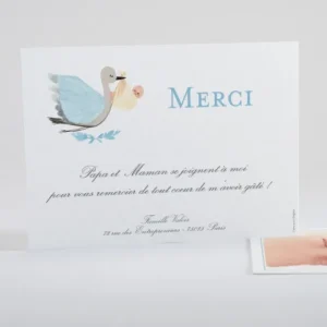 Remerciements naissance Cigogne*Faire-part Elégant Best