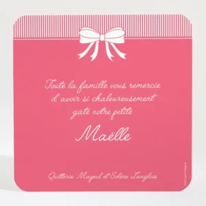 Remerciements naissance Cadre photo noeud elegant*Faire-part Elégant New