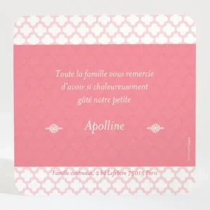 Remerciements naissance Croix ajouree*Faire-part Elégant Clearance
