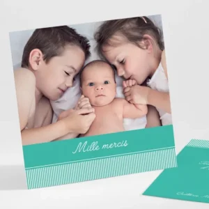 Remerciements naissance Cadre photo noeud elegant*Faire-part Elégant New